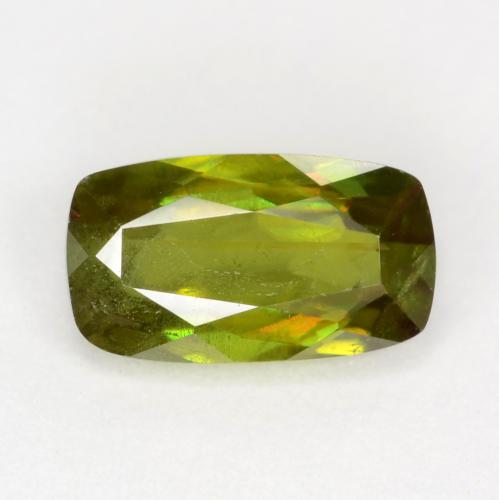 Medium-Dark Green Sphene Gem - 0.8ct Cushion-Cut (ID: 545142)