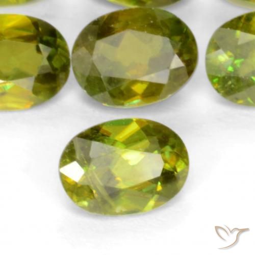 4.93 ctw Green Sphene Stones, Natural Sphene in Oval Facet Shape for Sale