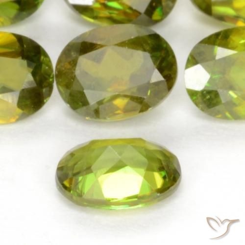 Sphene Gemstones in 5.3 x 4 mm Size for Sale, Sphene Stones in Warm Forest Green Color