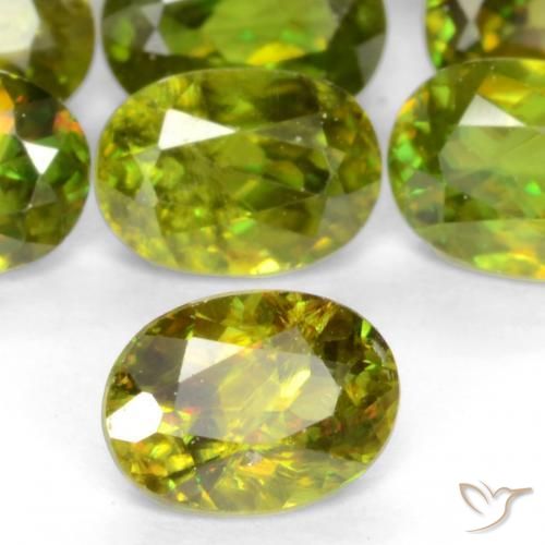 2.92 ctw Green Sphene Stones, Natural Sphene in Oval Facet Shape for Sale