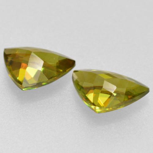 Sphene Gemstones in 6 x 3.6 mm Size for Sale, Sphene Stones in Warm Earthy Green Color