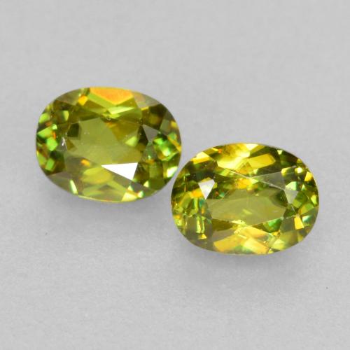 0.40 ctw Green Sphene Gemstones, Sphene Gems in Oval Facet Shape for Sale.