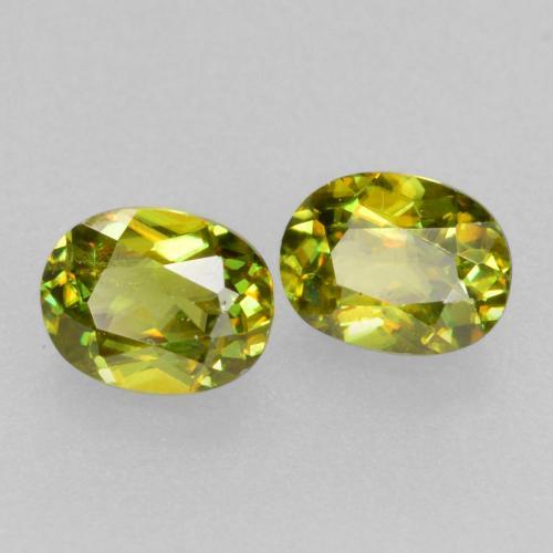 0.40 ctw Green Sphene Stones, Natural Sphene in Oval Facet Shape for Sale