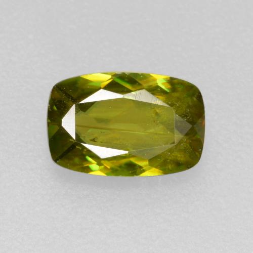 Warm Earthy Green Sphene Gem - 0.6ct Cushion-Cut (ID: 560393)
