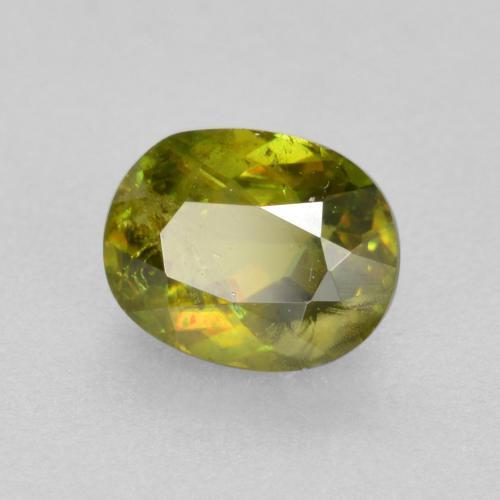 0.54 ct Green Sphene Stone, Natural Sphene in Oval Facet Shape for Sale