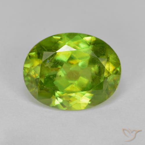 6.91 ct Green Sphene, 13.2 x 10.4 mm Oval Cut From Sri Lanka, Photo A