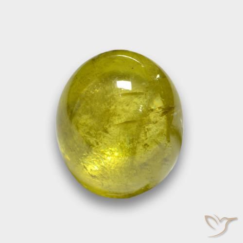 3.77 ct Yellow Sphene Stone, Natural Sphene in Oval Cabochon Shape for Sale
