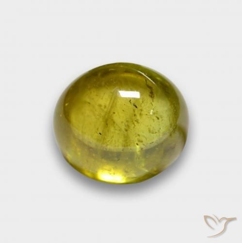 3.29 ct Yellow Sphene Stone, Natural Sphene in Oval Cabochon Shape for Sale