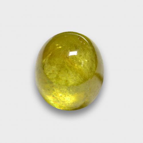 2.92 ct Yellow Sphene Stone, Natural Sphene in Oval Cabochon Shape for Sale