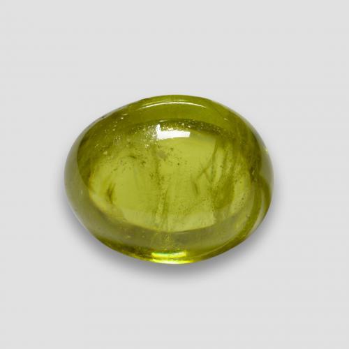 Warmes Erdgrün Sphen Edelstein - 3.8ct Oval Cabochon (ID: 578113)