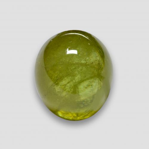 Olive Green Sphene Gem - 4.5ct Oval Cabochon (ID: 578116)