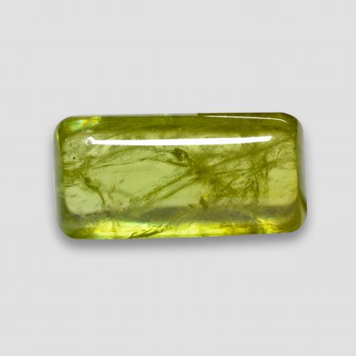 Lively Green Sphene Gem - 6.2ct Baguette Cabochon (ID: 578119)