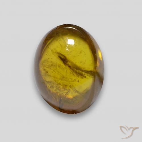 3.01 ct Golden Sphene Stone, Natural Sphene in Oval Cabochon Shape for Sale