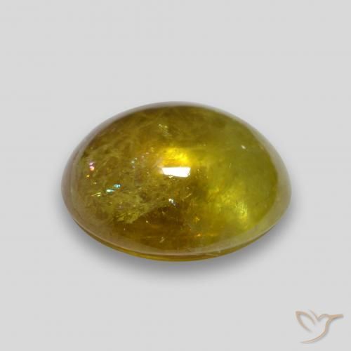Sphene Gemstone in 8.6 x 8 mm Size for Sale, Sphene Stone in Medium Gold Color