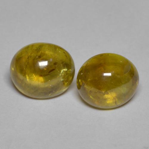 Medium Yellow Sphene Gem - 1.4ct Oval Cabochon (ID: 585702)