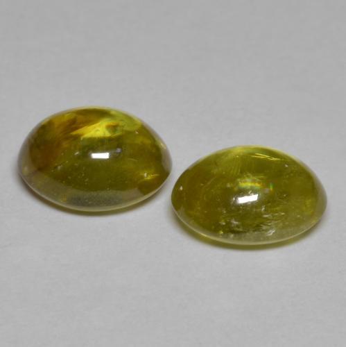 Sphene Gemstones in 7.4 x 6 mm Size for Sale, Sphene Stones in Medium Yellow Color