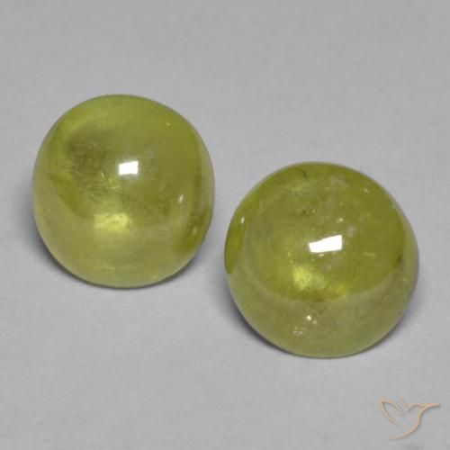 3.42 ctw Yellow Sphene Gemstones, Sphene Gems in Oval Cabochon Shape for Sale.