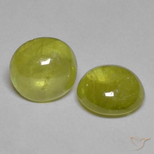 3.42 ctw Yellow Sphene Stones, Natural Sphene in Oval Cabochon Shape for Sale