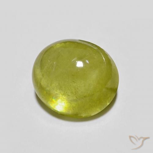 3.22 ct Green Sphene Stone, Natural Sphene in Oval Cabochon Shape for Sale