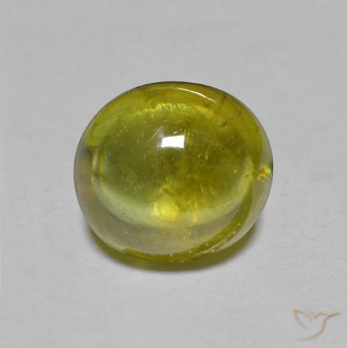 2.40 ct Green Sphene Stone, Natural Sphene in Oval Cabochon Shape for Sale