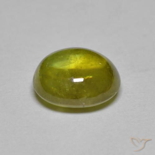 Sphene Gemstone in 8.1 x 7.2 mm Size for Sale, Sphene Stone in Warm Forest Green Color