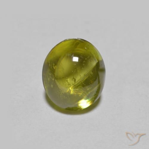 1.39 ct Green Sphene Stone, Natural Sphene in Oval Cabochon Shape for Sale