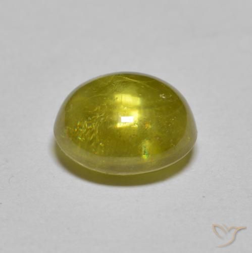 Sphene Gemstone in 8.1 x 7.3 mm Size for Sale, Sphene Stone in Warm Earthy Green Color