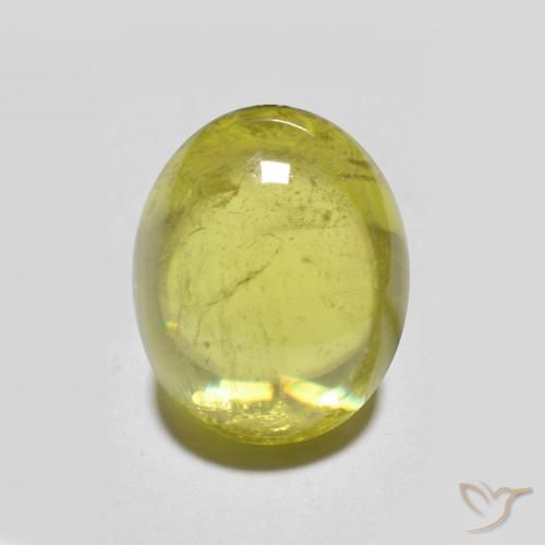 2.49 ct Green Sphene Stone, Natural Sphene in Oval Cabochon Shape for Sale