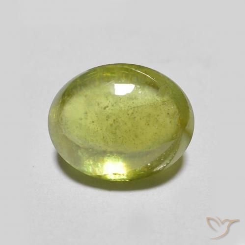 Sphène Ovale en damier des États-Unis 2,07 ct, dimension 8,4 x 6,7mm, pureté Translucide, pierre gemme naturelle Non traité, 1 pièce de sphène de couleur Vert terreux léger, dureté Mohs de 5 à 5.5, Photo A