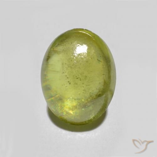 2.07 ct Green Sphene Stone, Natural Sphene in Oval Cabochon Shape for Sale