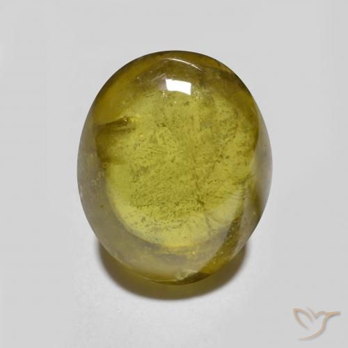 2.59 ct Golden Sphene Stone, Natural Sphene in Oval Cabochon Shape for Sale