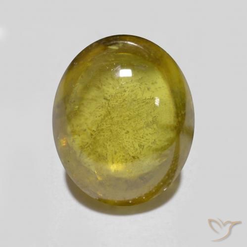 2.90 ct Golden Sphene Stone, Natural Sphene in Oval Cabochon Shape for Sale