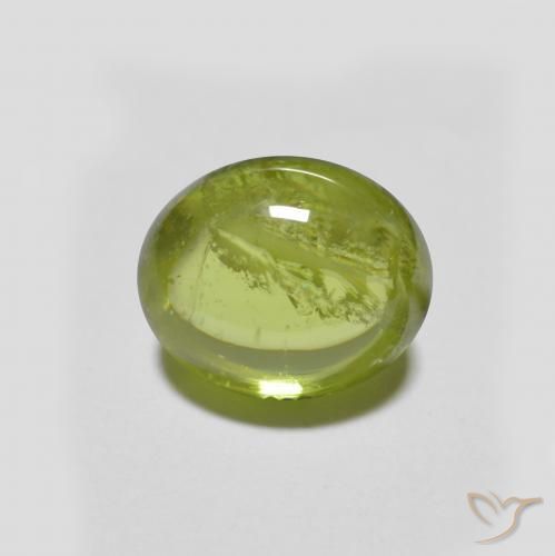 Ярко-зеленый Сфен Камень - 1.6ct Овал Кабошон (ID: 590269)