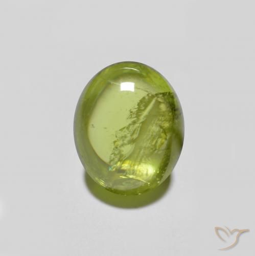 1.59 ct Green Sphene Stone, Natural Sphene in Oval Cabochon Shape for Sale