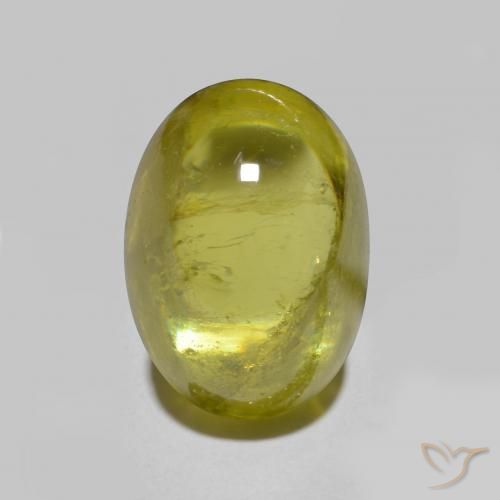 Warm Forest Green Sphene Gem - 4.4ct Oval Cabochon (ID: 590478)