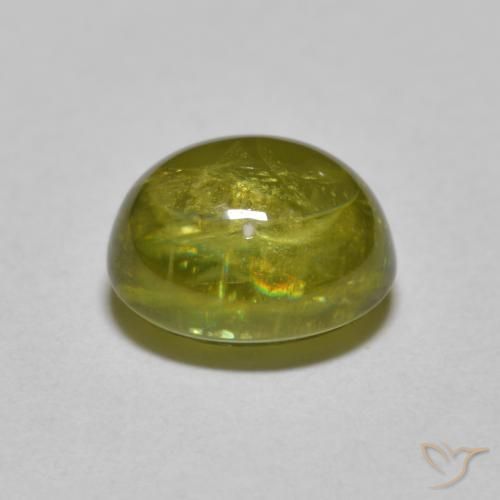 Sphene Gemstone in 7.7 x 6.4 mm Size for Sale, Sphene Stone in Warm Forest Green Color