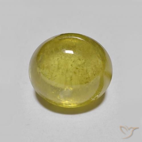 3.18 ct Golden Sphene Gemstone, Sphene Gem in Oval Cabochon Shape for Sale.