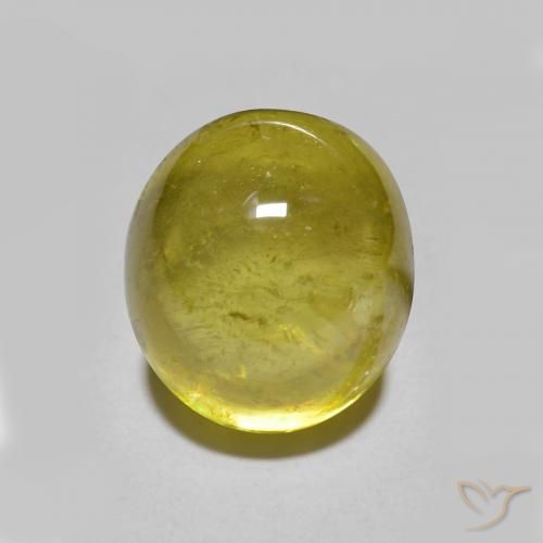 3.18 ct Golden Sphene Stone, Natural Sphene in Oval Cabochon Shape for Sale