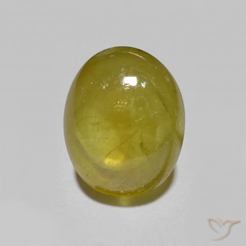 Sphène Doré Ovale 9,4 x 7,7mm du Sri Lanka, poids de 3 ct, pierre gemme naturelle Non traité de pureté Translucide, 1 pièce de sphène oval cabochon, couleur : Brun doré, dureté de Mohs de 5 à 5.5, Photo A