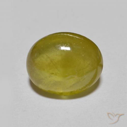 3.00 ct Golden Sphene Stone, Natural Sphene in Oval Cabochon Shape for Sale
