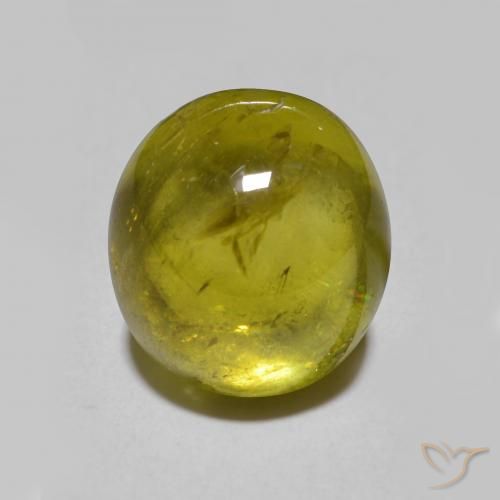 3.33 ct Green Sphene Stone, Natural Sphene in Oval Cabochon Shape for Sale