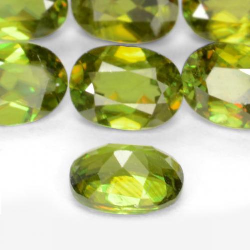 Sphene Gemstones in 4.8 x 3.4 mm Size for Sale, Sphene Stones in Warm Forest Green Color
