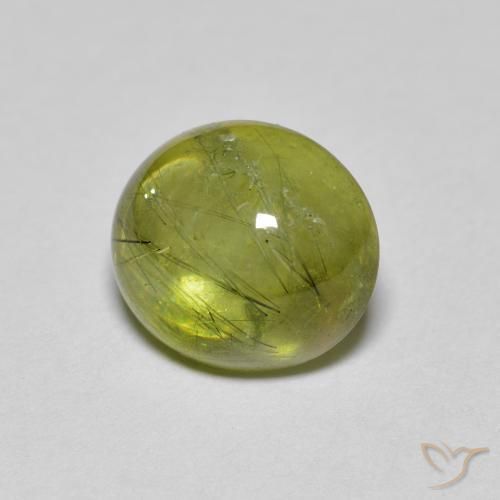 2.05 ct Green Sphene Stone, Natural Sphene in Oval Cabochon Shape for Sale