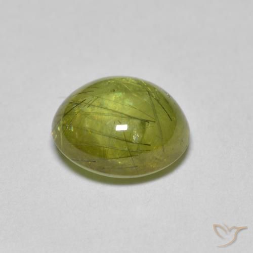 Sphene Gemstone in 7.6 x 6.9 mm Size for Sale, Sphene Stone in Light Forest Green Color