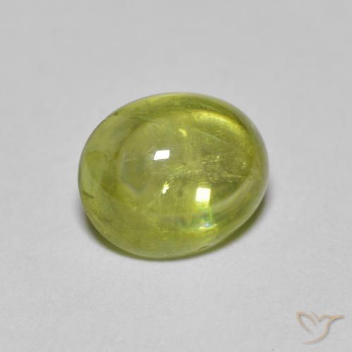 1.63 ct Green Sphene Stone, Natural Sphene in Oval Cabochon Shape for Sale