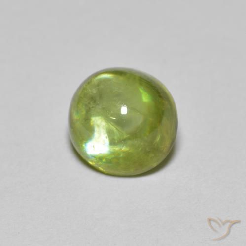 1.46 ct Green Sphene Stone, Natural Sphene in Oval Cabochon Shape for Sale