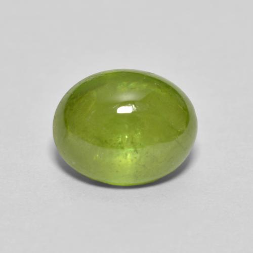Sphène Vert Ovale 8,3 x 6,7mm du Sri Lanka, poids de 2,09 ct, pierre gemme naturelle Non traité de pureté Transparent, 1 pièce de sphène oval cabochon, couleur : Vert éclatant, dureté de Mohs de 5 à 5.5, Photo A