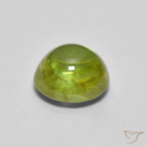 Sphene Gemstone in 5.9 x 5.6 mm Size for Sale, Sphene Stone in Yellowish Green Color