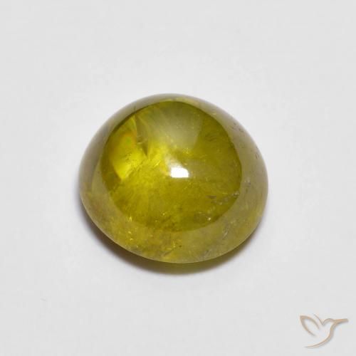 1.71 ct Golden Sphene Stone, Natural Sphene in Oval Cabochon Shape for Sale