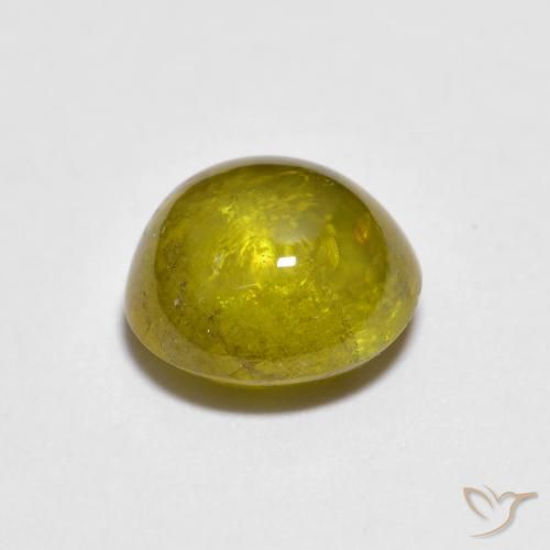 Sphene Gemstone in 7 x 6.6 mm Size for Sale, Sphene Stone in Greenish Golden Brown Color